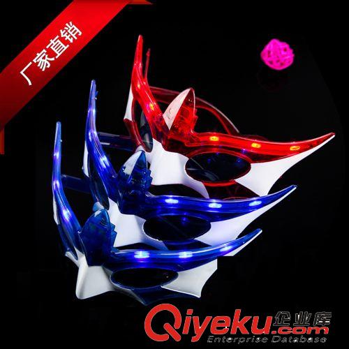 廠家直銷批發(fā)潮流發(fā)光牛角眼鏡夜視眼鏡 舞會發(fā)光眼鏡