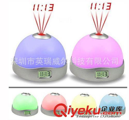 音樂星空投影鐘 萬年歷時鐘藍屏七彩投影燈七彩鬧鐘懶人夜光5827