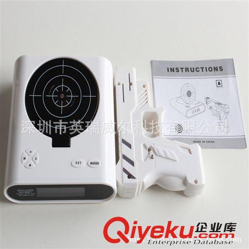 新奇特兒童創(chuàng)意禮品 可愛(ài)個(gè)性打靶手槍射擊鬧鐘時(shí)鐘懶人克星原始圖片2