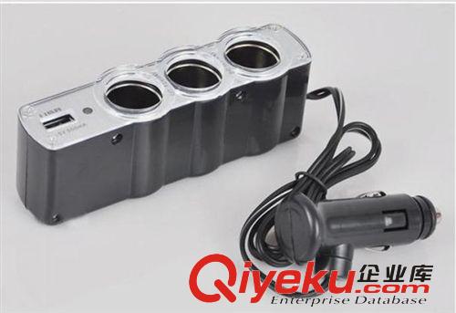 WF -0120 汽車一拖三點煙器 12V帶USB 一分三車載電源分配器原始圖片2