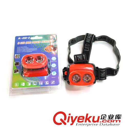 戶外頭燈 強(qiáng)光 放普通電池 led頭燈 兩燈頭燈 塑料頭燈原始圖片3