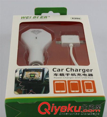 汽車{wn}充電器 車載點煙器USB車充 車用三合一套裝 手機充電器原始圖片3
