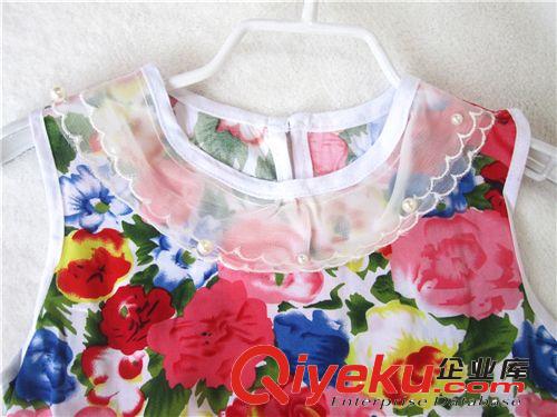 2014夏季新款童裝 人造棉兒童背心裙  蕾絲娃娃領棉綢女童背心裙原始圖片3