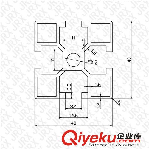 工業鋁型材 東莞長安供應JRX-D-4040-1.5厚機架電泳鋁型材原始圖片3