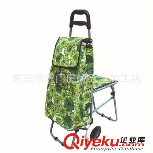 簡易帶凳購物車 專業(yè)供應耐用型折疊帶凳銀白色爬樓梯購物行李車