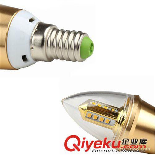 LED光源 廠家批發新款土豪金寶塔形E14螺口超亮led尖泡水晶頂吊燈燈泡