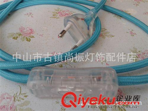 編織線、彩色PVC線 供應(yīng)透明VDE兩腳圓插透明304線上開關(guān)綠色編織兩芯線0.75臺燈線原始圖片3