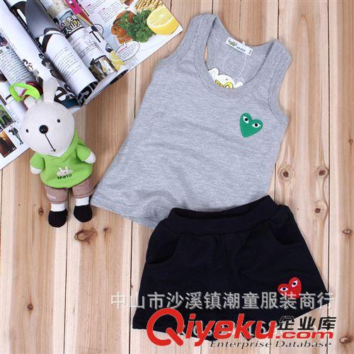 2014夏季套裝 2014韓版外貿(mào)童裝 韓版童裝 品牌服飾兒童服裝 背心短褲兩件套套原始圖片2