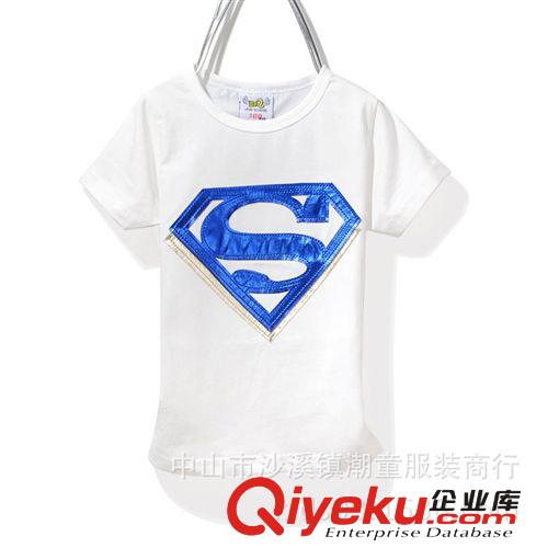 2014夏季套裝 2014新品夏季韓版童裝批發(fā)品牌兒童服飾男孩女孩超人兩件套裝6861原始圖片3