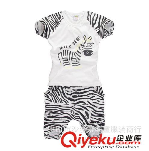 2014夏季套裝 2014新品夏季韓版童裝批發(fā)品牌服飾男孩女孩斑馬兩件套 套裝6650原始圖片2