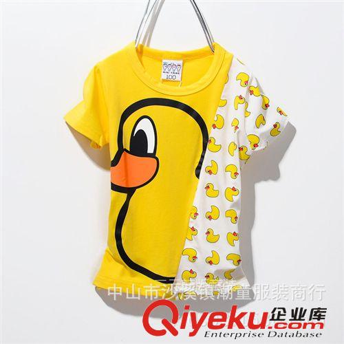 2014夏季短袖 2014新品夏季韓版童裝批發品牌服裝兒童男孩女孩鴨子短袖T恤M034原始圖片2
