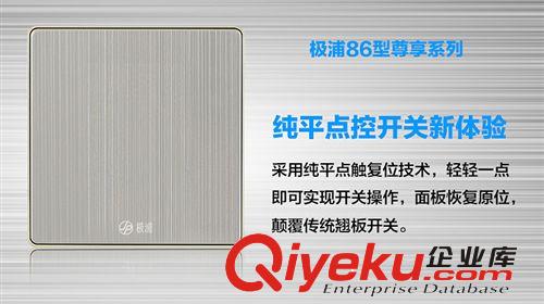 極浦尊享LED點式開關 86型墻壁插座電源開關插座拉絲面板 空白面板