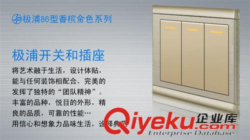 極浦香檳金開關(guān)插座 開關(guān)面板 三位開關(guān) 香檳金色86型暗裝 單控 開關(guān)原始圖片3