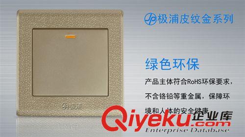 極浦皮紋金開關插座 2014新品極浦皮紋金一位單控開關 誠招全國代理商加盟 假一賠十原始圖片2