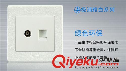 極浦祥云開關插座 極浦電工開關插座  電視+電腦插座 祥云圖案 廠家直銷zptj