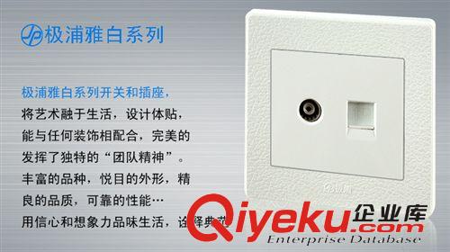 極浦皮紋白開關插座 極浦開關電視+電腦插座 家用墻壁插座86型暗裝皮紋系列