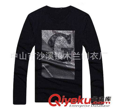 男式T恤 供應秋冬時尚潮流男款全棉印花長袖T恤 圓領修身T恤男原始圖片3