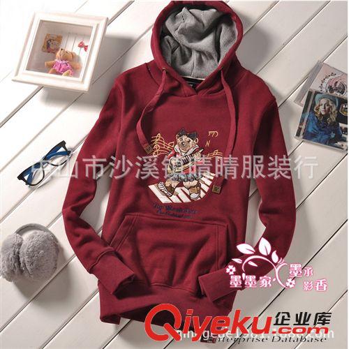 冬季不倒絨衛衣 2014年女裝不倒絨套頭維尼衛衣小大熊刺繡大碼新款閑居家廠家批發原始圖片3