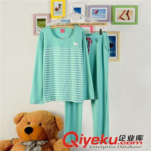 居家服套裝 2014年P(guān)女裝新款猴居家服運(yùn)動(dòng)休閑條紋純棉羊絨廠家貨源批發(fā)原始圖片2