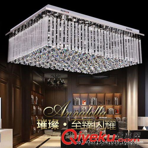 水晶燈吸頂燈系列 客廳燈長方形水晶燈led吸頂燈臥室燈現代簡約餐廳燈客廳燈具大氣原始圖片2