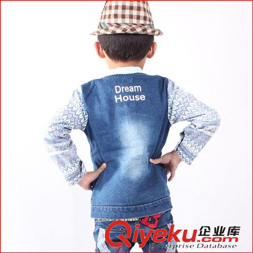 童牛仔服 2014秋季新款 中大童男童圓領牛仔外套 兒童休閑外套 廠價直銷