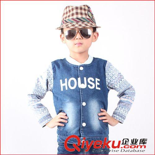 童牛仔服 2014秋季新款 中大童男童圓領牛仔外套 兒童休閑外套 廠價直銷