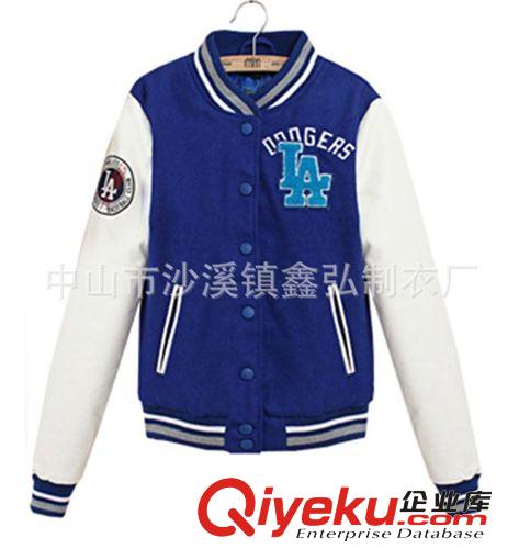 男式棒球衫 廠家定做棒球服短款毛呢外套NY棒球服衫男女情侶裝BF風(fēng)加厚棉衣原始圖片2