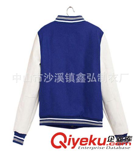 男式棒球衫 廠家定做棒球服短款毛呢外套NY棒球服衫男女情侶裝BF風(fēng)加厚棉衣原始圖片3