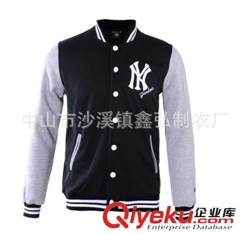 男式棒球衫 2014冬季新款加厚男式PU皮袖棒球服定制 休閑立領(lǐng)拼皮棒球衫原始圖片2