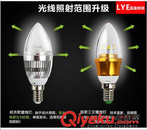 藍(lán)盈LED光源類 廠家專業(yè)生產(chǎn)led蠟燭燈蠟燭泡三叉高亮穩(wěn)定環(huán)保螺口E14LED蠟燭燈