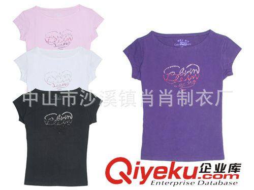 女式圓領(lǐng)&POLO衫 廠家供應(yīng)外貿(mào)女式T恤 印花/繡花/燙鉆T恤 歡迎來圖來樣訂單原始圖片3