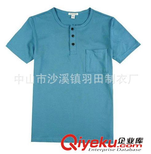 供應(yīng)T恤衫 外貿(mào)品質(zhì)gd絲光精梳棉時尚純色門統(tǒng)領(lǐng)扣子短袖男裝t恤