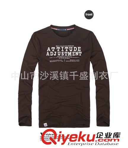 長袖T恤 工廠定做男式T恤 純棉萊卡修身T恤 gd印花T恤 品牌服飾加工