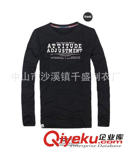 長袖T恤 工廠定做男式T恤 純棉萊卡修身T恤 gd印花T恤 品牌服飾加工