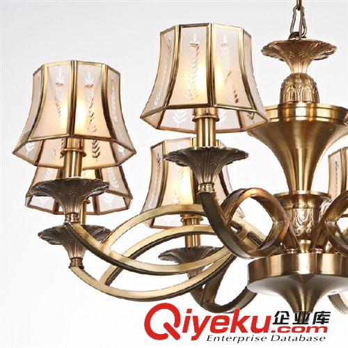 全銅吊燈 歐式全銅客廳LED吊燈美式鄉村餐廳臥室燈復古銅燈具原始圖片2