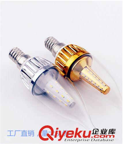 LED蠟燭燈 ED蠟燭火焰燈 金色 銀色 尖泡 拉尾 3W E14燈頭 水晶燈 室內(nèi)專用