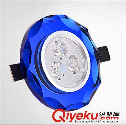 LED天花燈 廠家直銷優質3Wled水晶天花筒燈客廳背景墻節能燈具開孔60-80mm