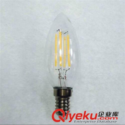 LED蠟燭燈 tj供應新款2W 4W防鎢絲燈泡  透明超亮360度發光LED燈絲拉尾泡
