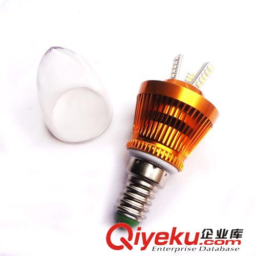 LED蠟燭燈 金色LED蠟燭燈 3W尖泡3014玉米芯光源高檔燈具 廠家直銷原始圖片2