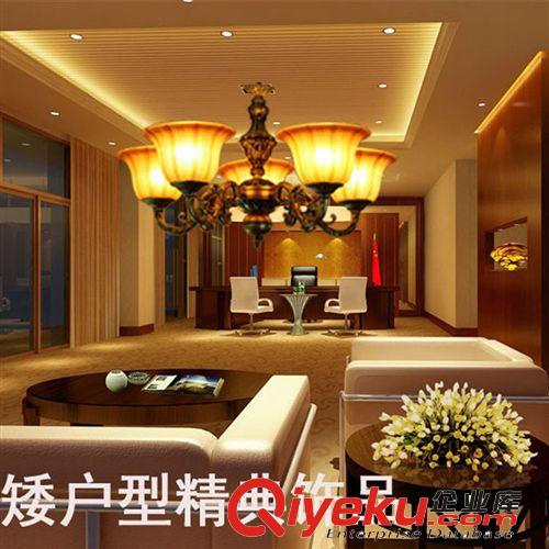 歐式燈 tj簡歐仿古銅臥室餐廳燈 客廳燈8710頭吊燈 酒店包廂用燈矮戶型原始圖片2