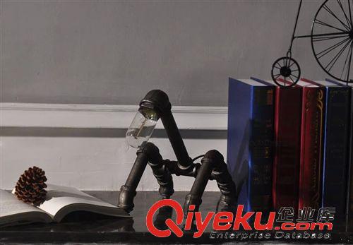 臺燈 個性創意燈具裝飾水管臺燈 鐵藝燈復古時尚個性書房裝飾臺燈具原始圖片2