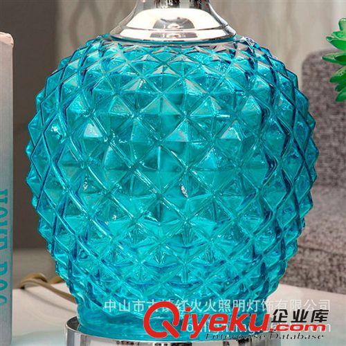 水晶臺燈 臺燈 古鎮燈飾廠供應藍色時尚個性臺燈，實用客房臥室床頭燈原始圖片3