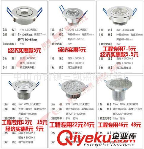 足瓦2835燈珠天花燈 三凱【5W】led射燈天花燈筒燈射燈店面3W5W7W9W12W15W18W21W