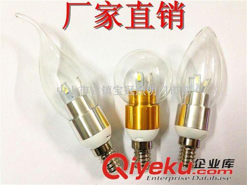 LED成品燈具系列 廠家直銷LED3W蠟燭燈5730貼片360度全方位發光高亮蠟燭燈原始圖片3