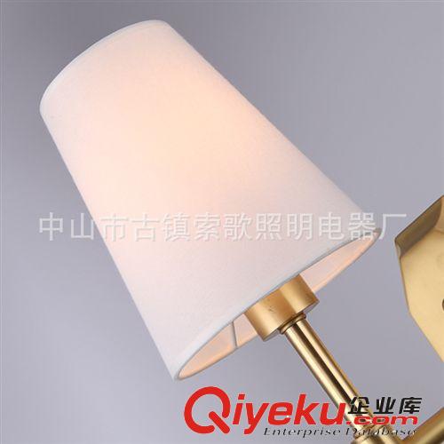 全銅壁燈 歐式復古美式全銅壁燈 彎管布藝燈罩客廳走廊臥室床頭 LED燈具原始圖片3