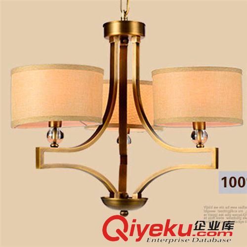 吊燈 tj美式全銅吊燈 歐式布藝燈 臥室燈具 客廳燈飾 gd創(chuàng)意別墅燈原始圖片3