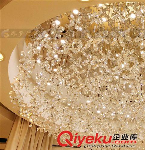 酒店工程水晶燈飾專區 新款圓形酒店工程水晶燈具賓館會所大廳吸頂燈花形婚店大堂燈具