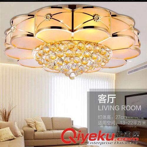 吸頂燈 古鎮(zhèn)廠家新款S金水晶燈led客廳燈吸頂燈具奢華圓形水晶燈批發(fā)燈具原始圖片2