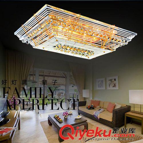 吸頂燈 金色客廳水晶燈長方形水晶燈LED 吸頂燈客廳燈 現代簡約燈具燈飾原始圖片2