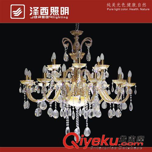 蠟燭水晶燈 古鎮(zhèn)品牌酒店別墅復(fù)式樓K9水晶琥珀色gd歐式家居客廳蠟燭吊燈飾原始圖片2